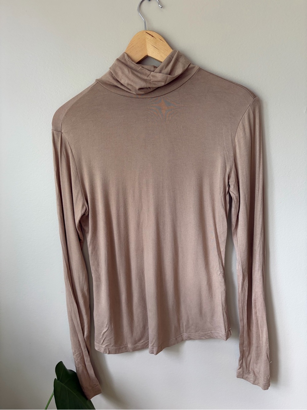 Dynamite Long Sleeve Turtleneck Top in Taupe Beige